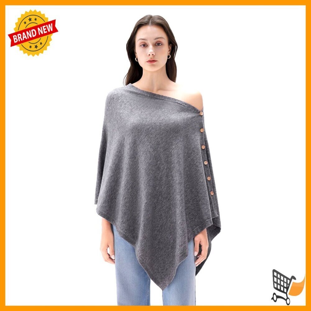 Cashmere Knit Poncho Shrug Lightweight Shawl Wrap Pullover Sweater Y2K Chic